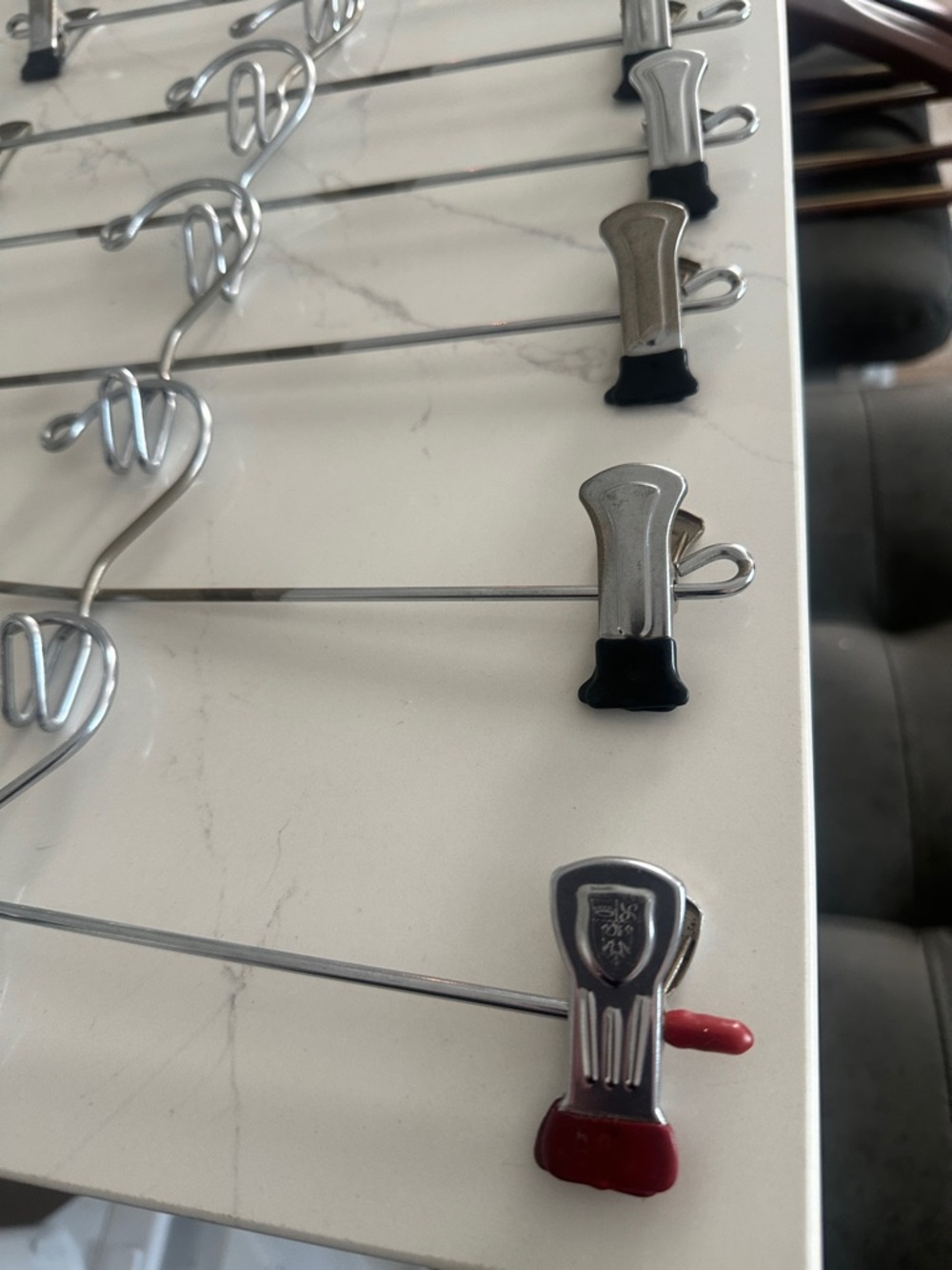 Set of 8 Metal Skirt/Pant Hangers with Clips - Silver - Picture 9 of 13